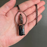 Cloaked Woman with Black Tourlamine Copper Necklace