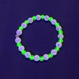 Uranium Glass and Crackle Quartz Bracelet with Sterling Silver
