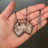 Flower Agate Bat Necklace with Gunmetal Patina