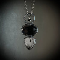 Tourmalinated Quartz with Black Tourmaline Necklace