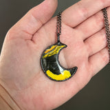 Bumblebee Jasper Moon Necklace with Gunmetal Patina