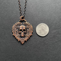 Skull Heart Copper Necklace
