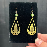 Uranium Glass and Gold Filled Earrings with Candle Design