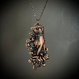 Sentimental Hand Holding Roses with Rainbow Crystals Copper Necklace