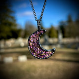 Pink Titanium Agate Moon Necklace