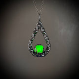 1920’s Uranium Glass Marble Necklace with Gunmetal Patina