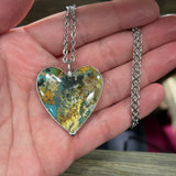 Plume Agate Doublet Heart Necklace