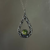 1920’s Uranium Glass Marble Necklace with Gunmetal Patina