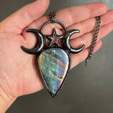 Large Celestial Labradorite Necklace with Gunmetal Patina