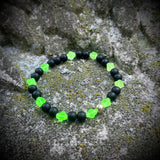 Uranium Glass and Matte Black Onyx Bracelet with Sterling Silver