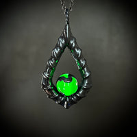 1920’s Uranium Glass Marble Necklace with Gunmetal Patina