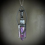 Little Girl Angel with Ametrine and Purple Labradorite Necklace with Gunmetal Patina