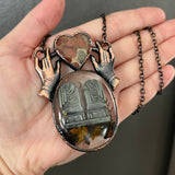 Large Oval Burial Plot Necklace with Peanut Obsidian Heart *Mockingbird Lane Exclusive*