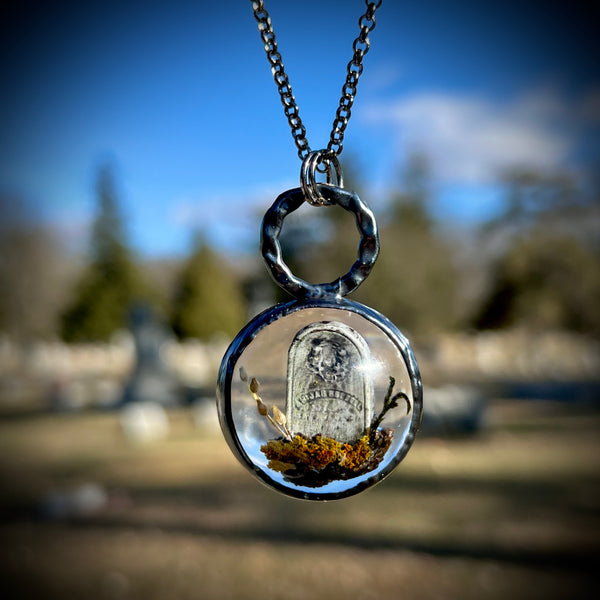 Round Burial Plot Necklace with Gunmetal Patina *Mockingbird Lane Exclusive*