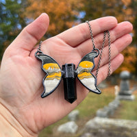 Bumblebee Jasper and Black Obsidian Butterfly Necklace