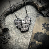 Sheen Obsidian Winged Skull Necklace with Gunmetal Patina