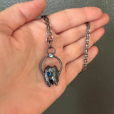 Human Tooth Necklace with Crystal “Cavities” and Gunmetal Patina