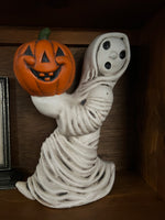 Vintage Halloween Ghost Holding a Jack O’ Lantern Necklace