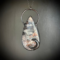 Large Celestial Belomorite Necklace with Gunmetal Patina