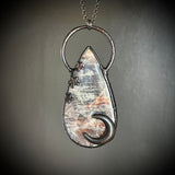 Large Celestial Belomorite Necklace with Gunmetal Patina