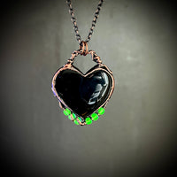 *DISCOUNTED* Black Onyx Necklace with Uranium Glass Beads