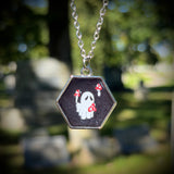 Mushroom Ghost Resin Necklace