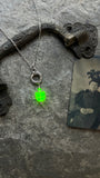 Uranium Glass Cat with Mobius Stainless Steel Necklace