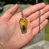 Glittery Haunted House Resin Necklace