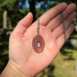 Glittery Ghost Holding Flowers Resin Necklace