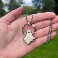 Celestial White Billiard Ball Ghost Necklace