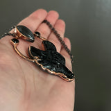 Black Obsidian Wolf Necklace with Purple Labradorite and Black Onyx