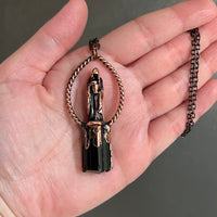 Cloaked Woman with Black Tourlamine Copper Necklace