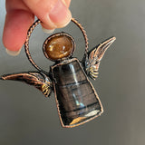 Hypersthene and Star Sunstone Copper Necklace