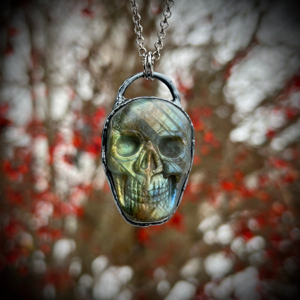 Labradorite Skull Necklace