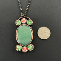 Aventurine with Peppermints Holiday Necklace