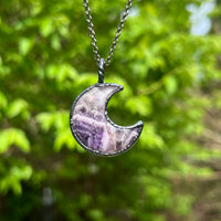Amethyst Moon Necklace with Gunmetal Patina