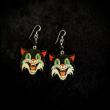 Vintage Halloween Cat Earrings with Black Onyx