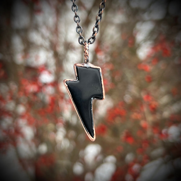 Black Onyx Lightning Bolt Necklace