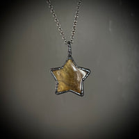 Tigers Eye Star Necklace with Gunmetal Patina