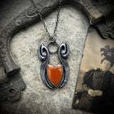 Carnelian Heart Necklace with Gunmetal Patina