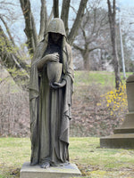 Cloaked Woman with Garden Quartz, and Peach Moonstone Necklace with Gunmetal Patina