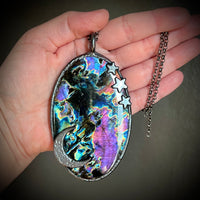 Giant Celestial Labradorite Necklace with Gunmetal Patina