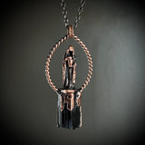 Cloaked Woman with Black Tourlamine Copper Necklace