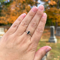 Black Tourmaline Coffin Sterling Silver Stacker Ring *Choose Your Size*