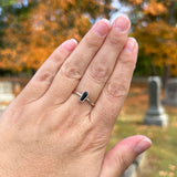 Black Tourmaline Coffin Sterling Silver Stacker Ring *Choose Your Size*
