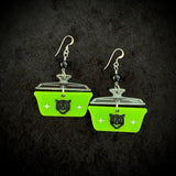 Halloween Cat Pyrex Style Earrings with Black Onyx