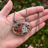 *SECONDS* Ghost and Haystack Oval Blow Mold Necklace *Mockingbird Lane Exclusive*