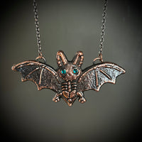 Skeleton Bat Copper Necklace