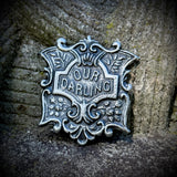Our Darling Shield Coffin Plaque Hand Painted 3 Inch Magnet