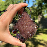 Giant Amethyst Cluster Necklace with Garnet and Amethyst